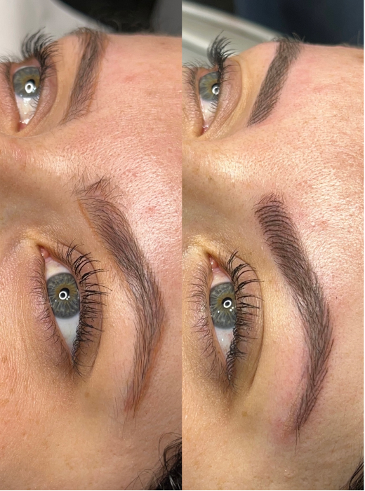 Mujer después del curso de micropigmentación en Valencia de cejas de Luxe Academy.